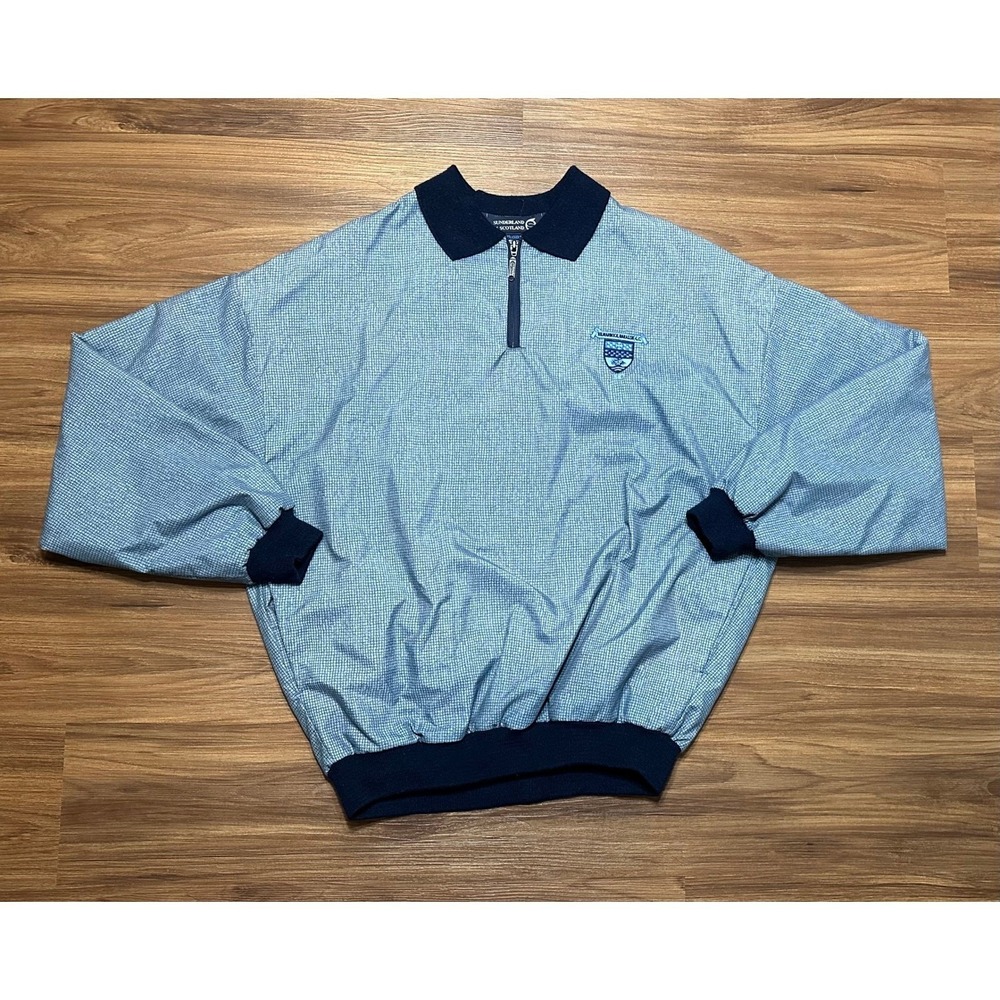 Sunderland of Scotland Blue Check Golf Polo Windshirt Kilmarnock Barassie Sz M